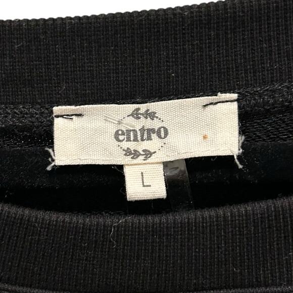 NWT Entro Black Multicolor Sequin Stripe Long Sleeve Sweatshirt Womens Large - Picture 3 of 8